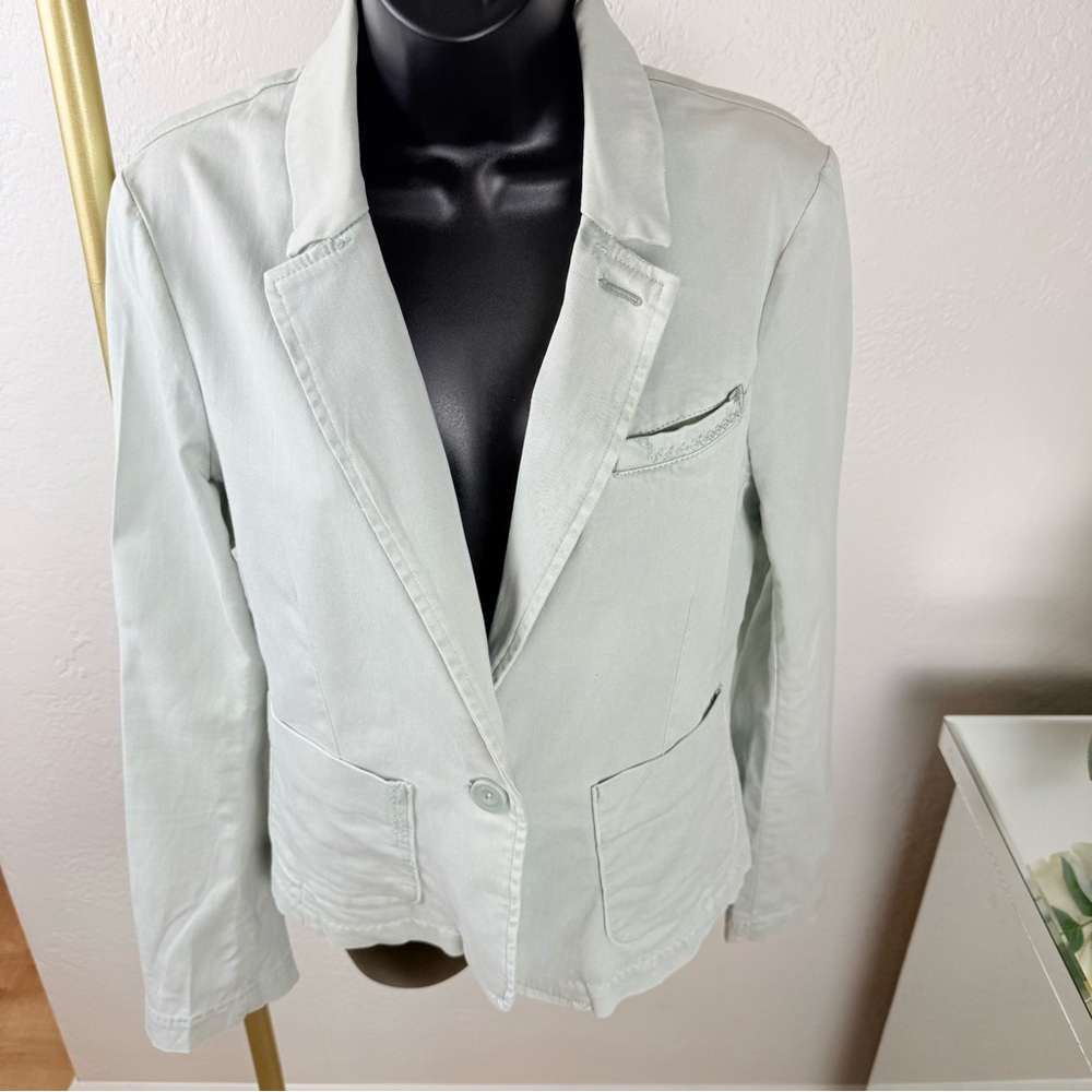 CARTONNIER Anthropologie Sage Green Tailored Cotton Blazer‎ 6 Scandi Casual